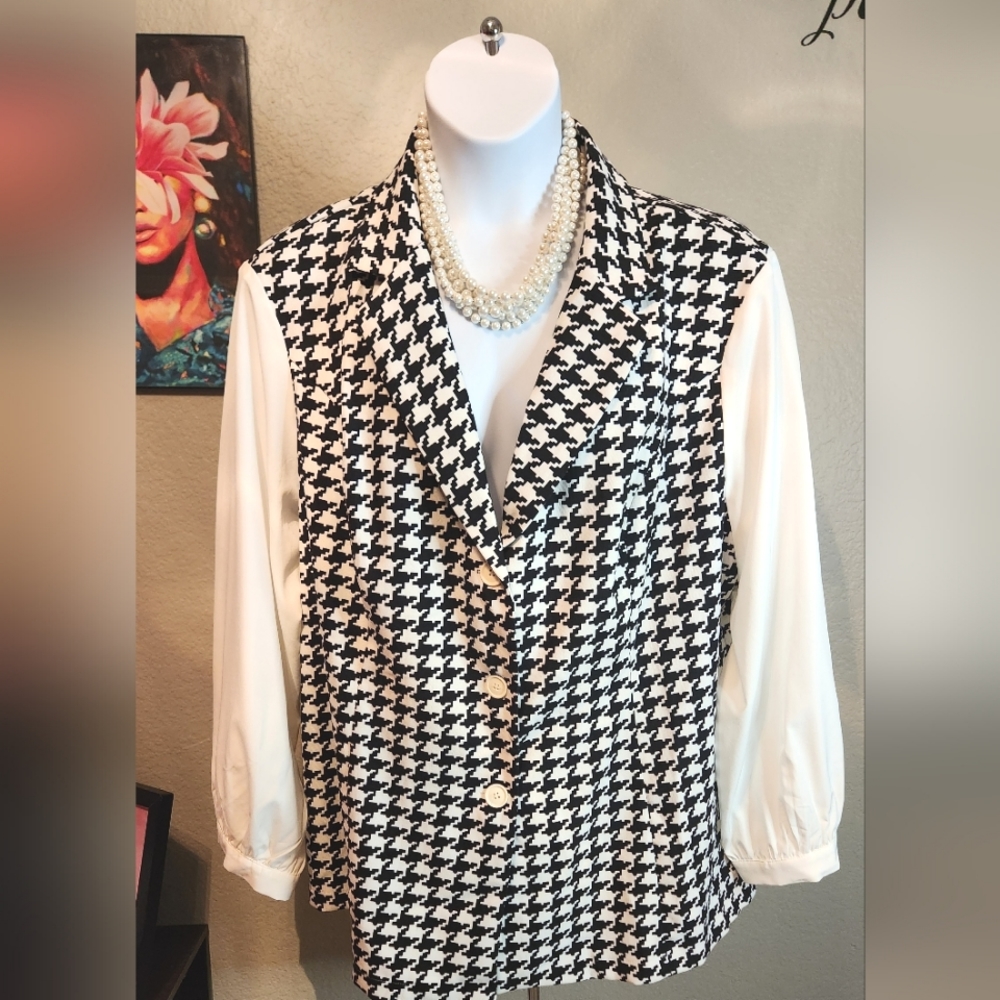 Shein Curve Houndstooth Blouse